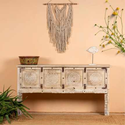 Antique Natural Finish Console Table