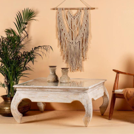 Distressed White Coffee Table with Chow Legs