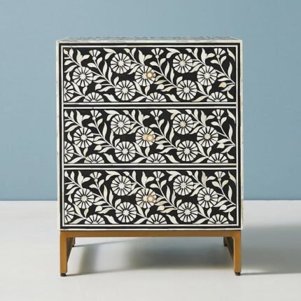 Sunflora Design Bone Inlay Bedside Table