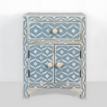 Floral Design Bone Inlay Bedside Table