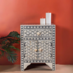 Grey Bone Inlay Bedside Table