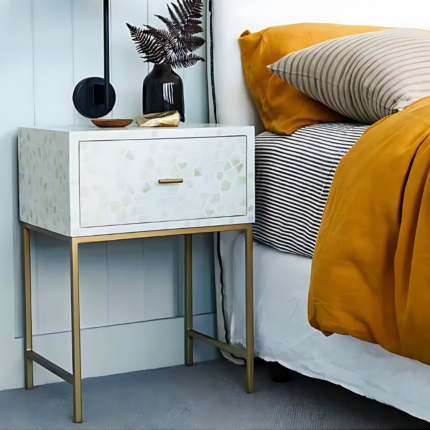 Roma Bone Inlay Bedside Table