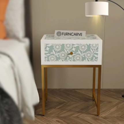 Sunflower Bone Inlay Bedside Table