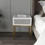 Geometric Flower Bone Inlay Bedside Table