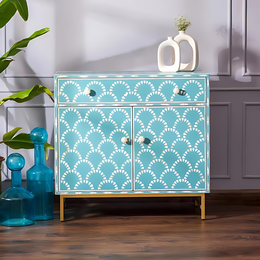 Sun Pattern Bone Inlay Cabinet Sun Pattern Bone Inlay Cabinet