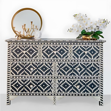 Aztec Bone Inlay Chest of Drawers