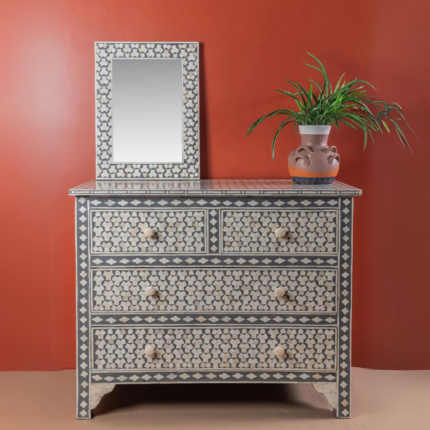 Grey Bone Inlay Chest of Drawers