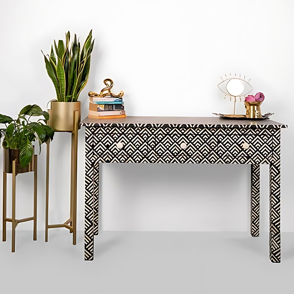 Herrinbone Bone Inlay Console Table Herrinbone Bone Inlay Console Table