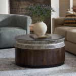 Jacobs Ladder Bone Inlayed Drum Coffee Table