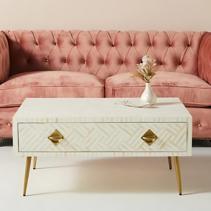 Optical Design Bone Inlay Coffee Table