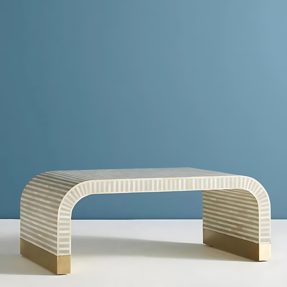 Stripped Design Bone Inlay Coffee Table Stripped Design Bone Inlay Coffee Table