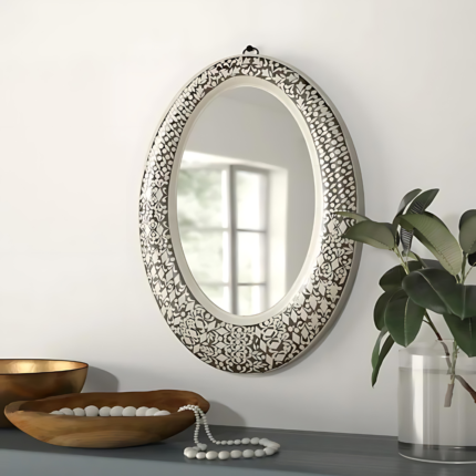 Butler Round Bone Inlay Wall Mirror