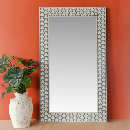 Abstract Pattern Bone Inlay Wall Mirror