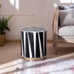 Round Bone Inlay Side Table