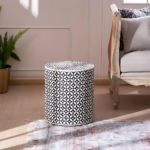 Royal Geo Pattern Bone Inlay Side Table