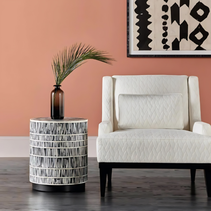 Duma Black Bone Inlay Side Table