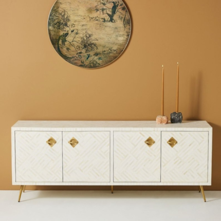 Optical Bone Inlay TV Cabinet