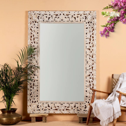Elegant Aqua Floral Mirror