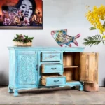 Floral Pattern Hand Carving Sideboard