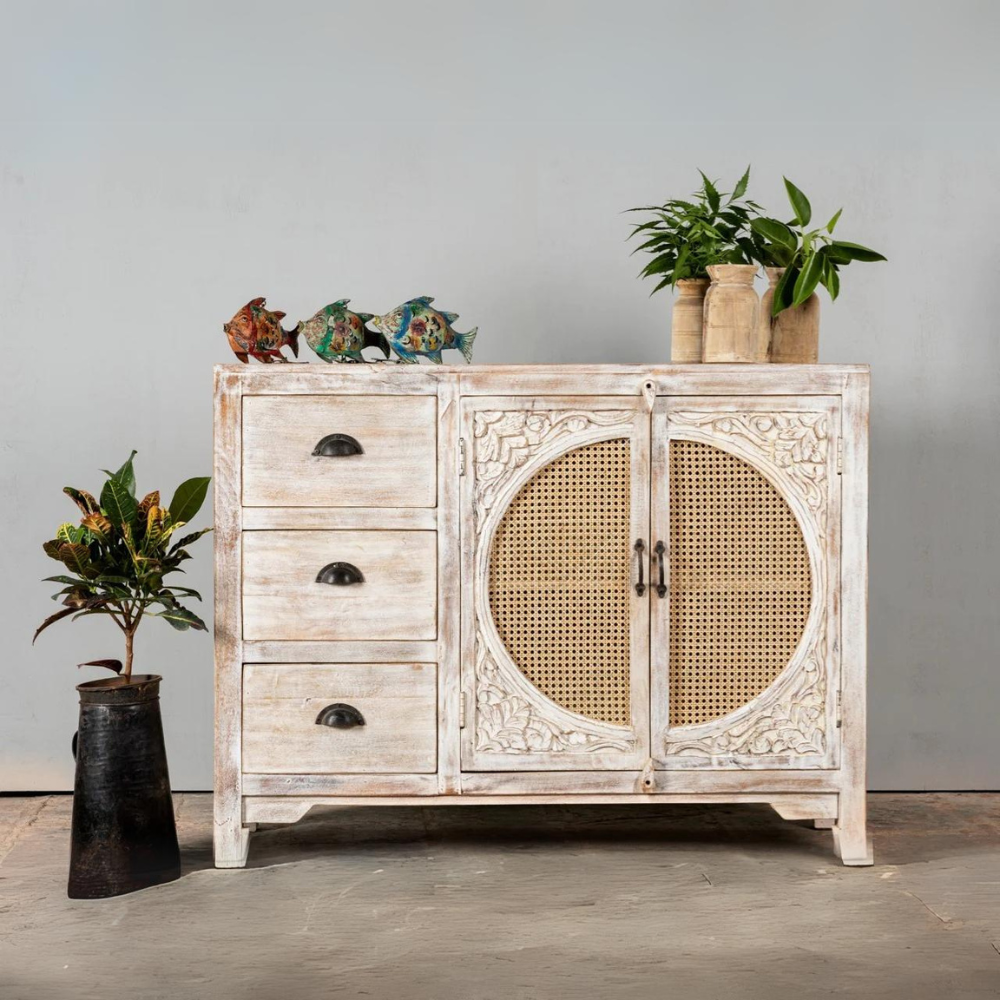 Hand Carving Sideboard With Rattan Hand Carving Sideboard With Rattan