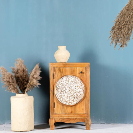 Hand Carved Orchid Side Table