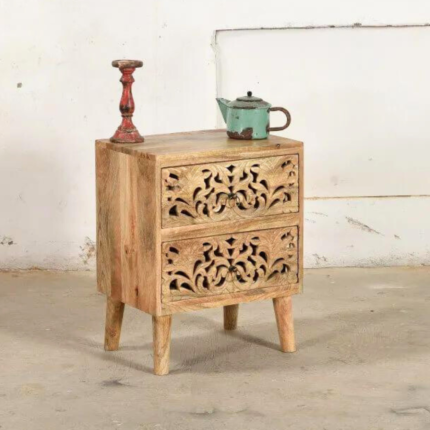 Hand Carved Natural Side Table
