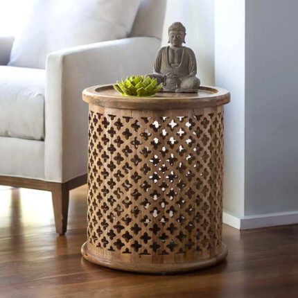 Hand Carved Moroccan Round Side Table