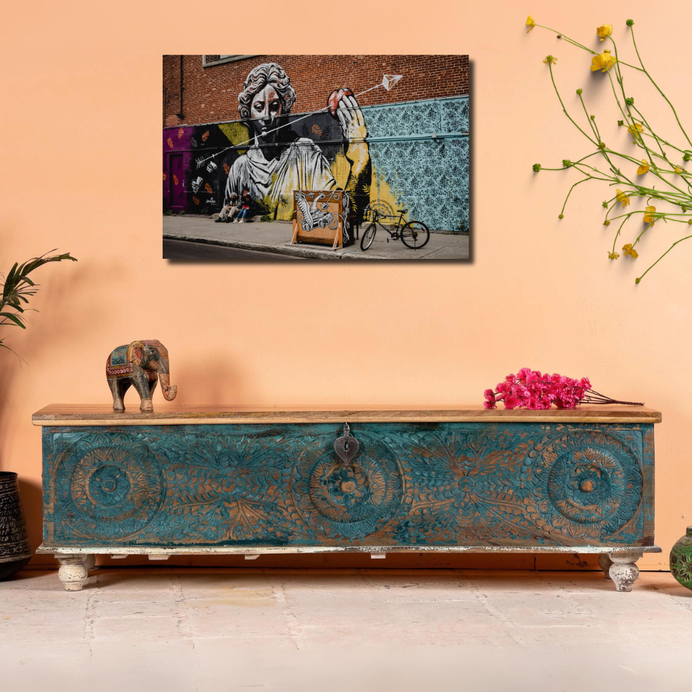 Hand Carved Storage Trunk Box Hand Carved Storage Trunk Box