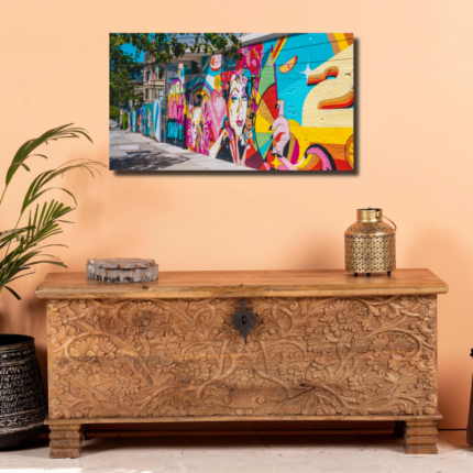 Hand Carved Floral Design Trunk Box