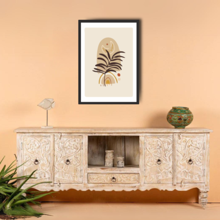 Hand Carved Floral Design TV Cabinet