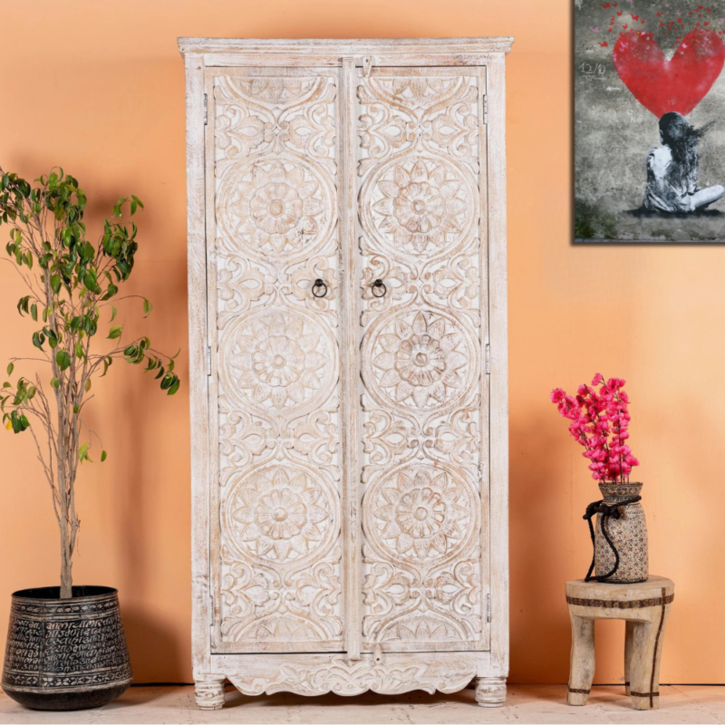 Roy Rustic White Wardrobe