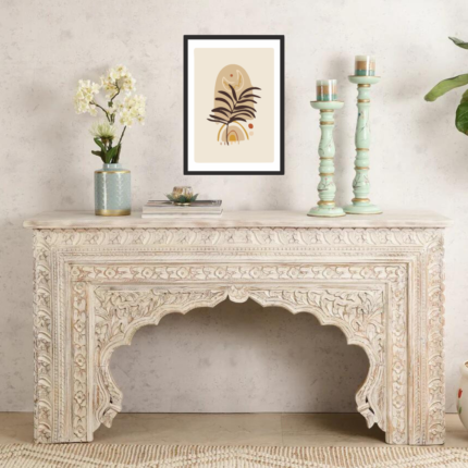Distressed White Console Table