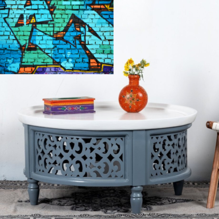 Hand Carved Wooden Lattice Coffee Table