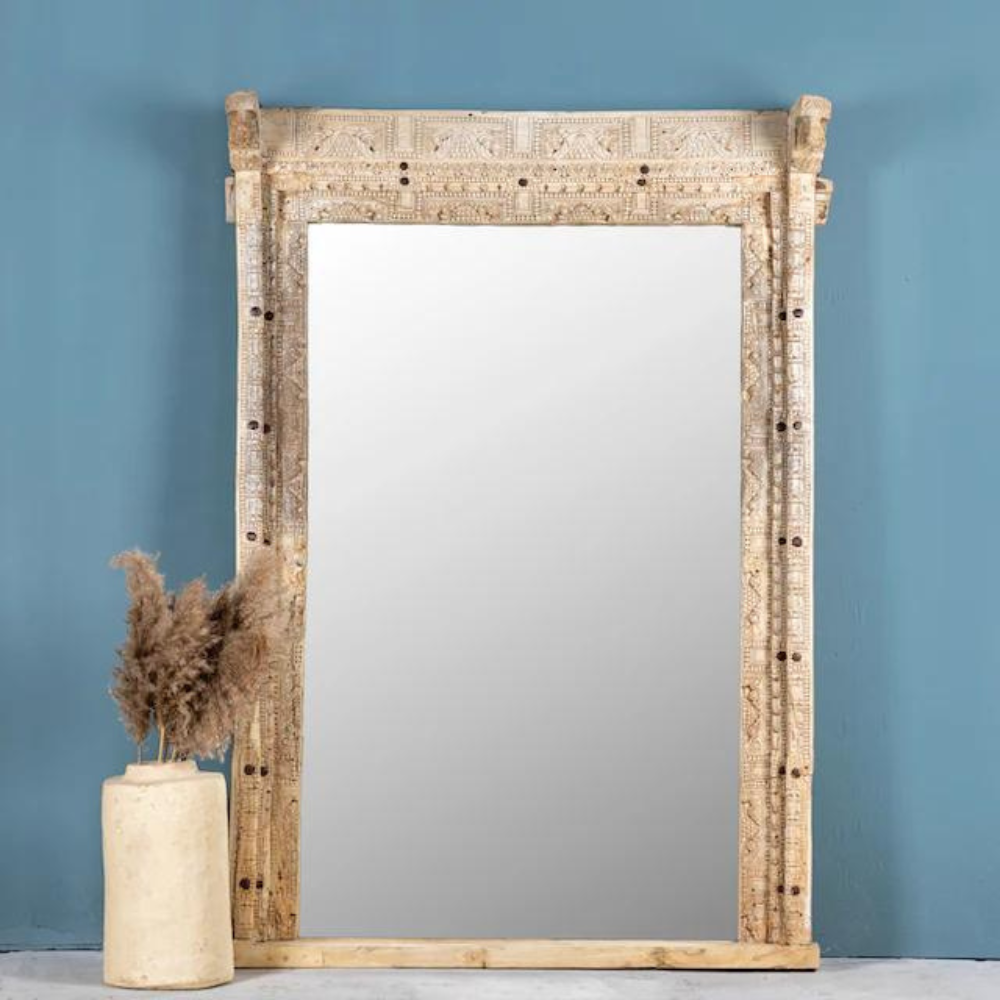 Hand Carved Natural Rectangle Mirror Hand Carved Natural Rectangle Mirror