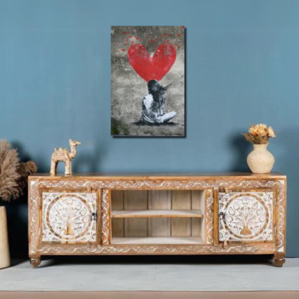 Hand Carved Tree Style TV Cabinet